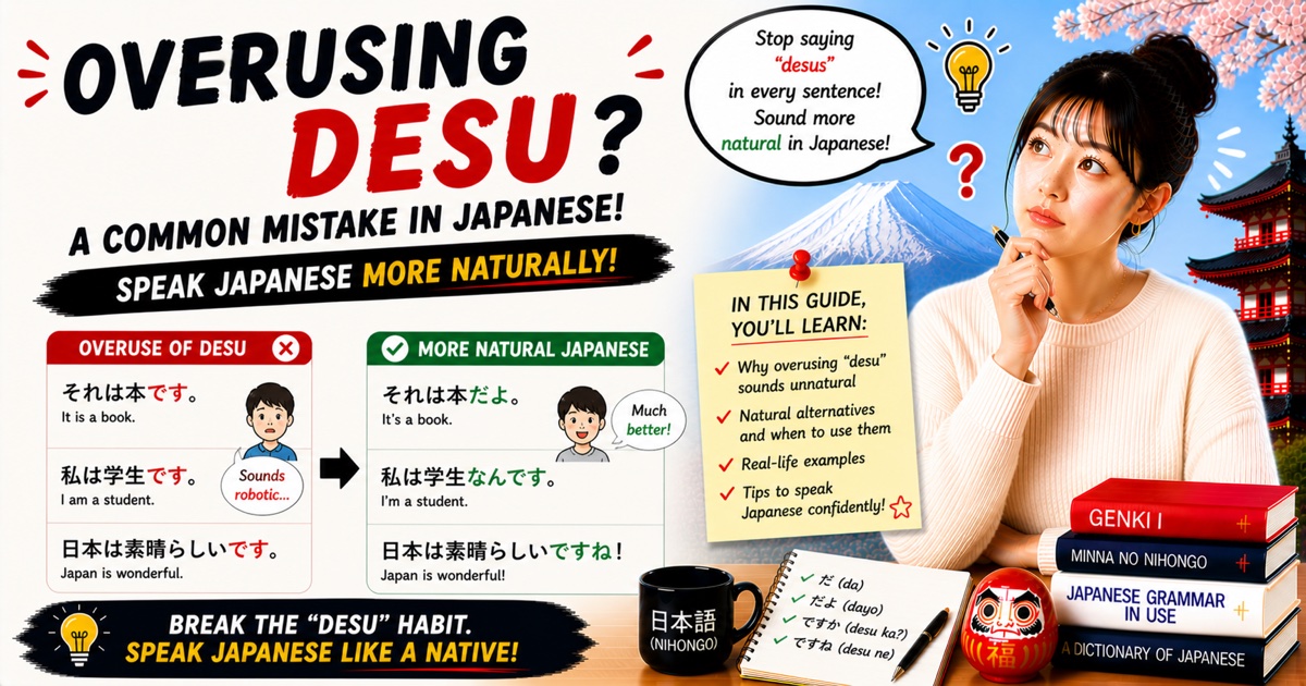 Oversuing Common Japanese Mistake: Overusing ใงใ (desu) as a Universal Filler | JP ...